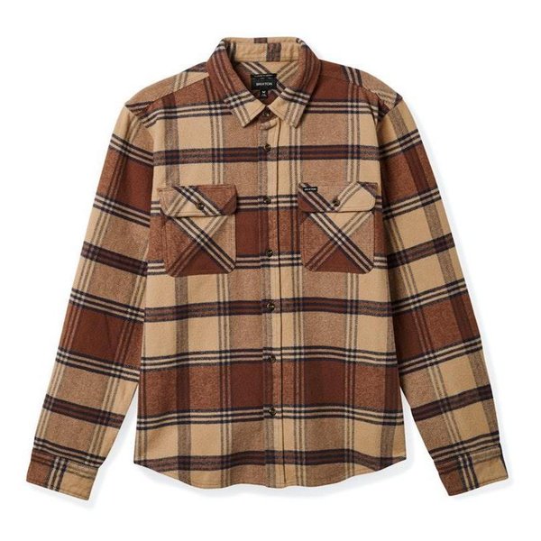 Brixton Bowery Heavy weight L/S Flannel Sand/Bison